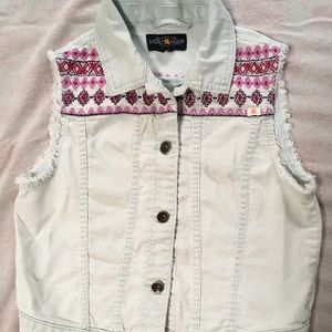 Embroidered denim vest